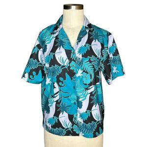 MOUNTAIN HARDWEAR Green Purple Tropical Floral Button Down Shirt‎ Women's Medium